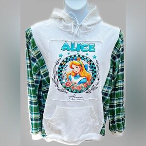 Alice In Wonderland Upcycled Womens Hoodie One Size Fits Most (S-XL) Oversized,